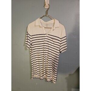 J.Crew Knit Goods Slub Cotton Pocket Polo Shirt White Striped Men’s M